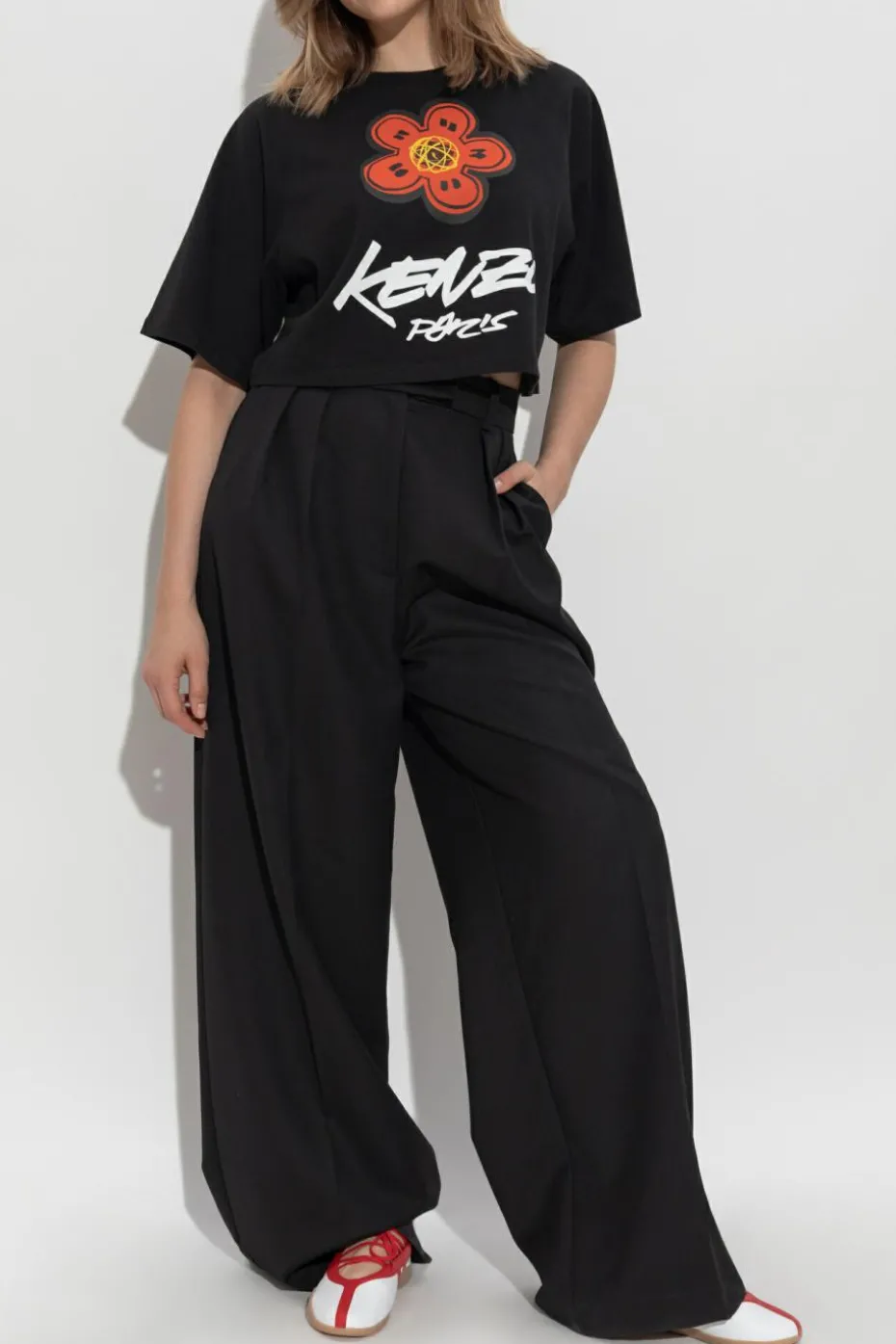 Kenzo CZARNY T-shirt z nadrukowanym logo