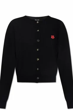 Kenzo CZARNY Wełniany kardigan