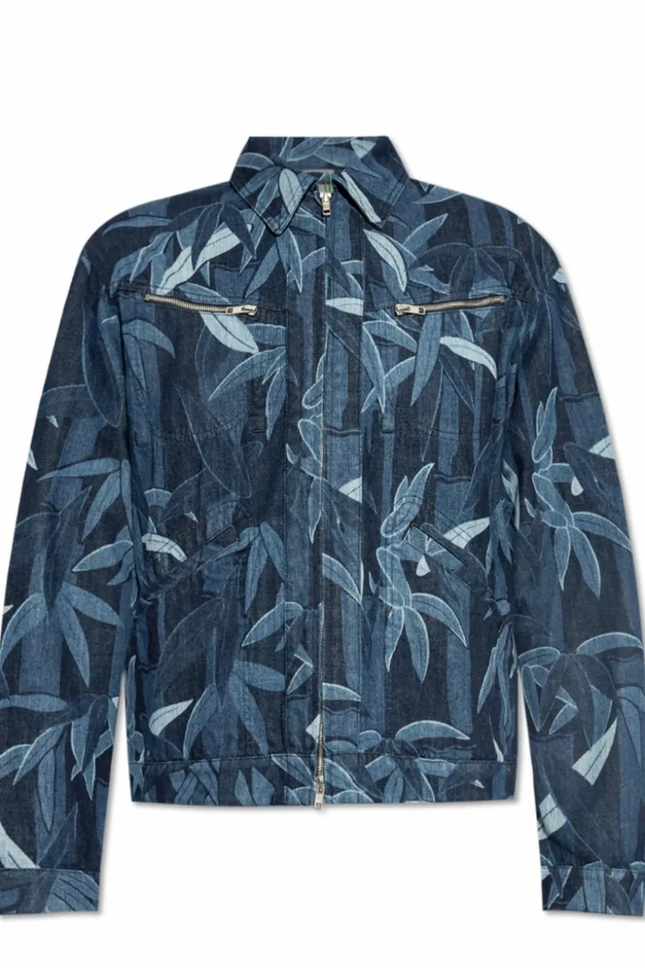 Kenzo GRANATOWY Jeansowa kurtka z dekoracyjnym wzorem