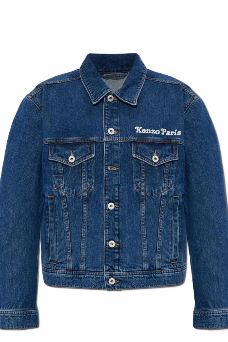Kenzo GRANATOWY Jeansowa kurtka z korowym haftem