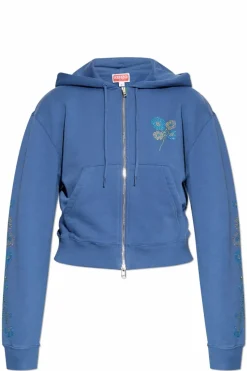 Kenzo NIEBIESKI Bluza z kapturem i połyskującymi aplikacjami