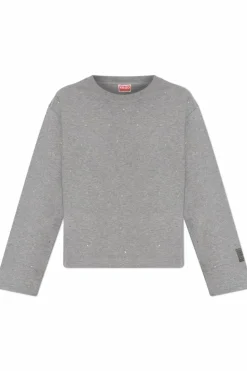 Kenzo SZARY Bluza z połyskującymi kryształami