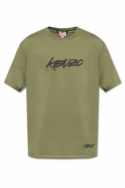 Kenzo ZIELONY T-shirt z nadrukowanym logo