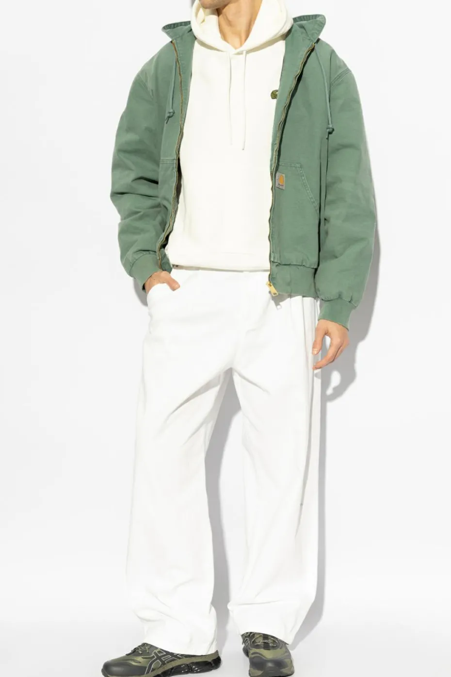 Lacoste BIAŁY Bluza z kapturem