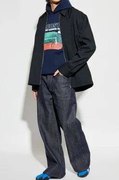 Lacoste GRANATOWY Bluza z kapturem