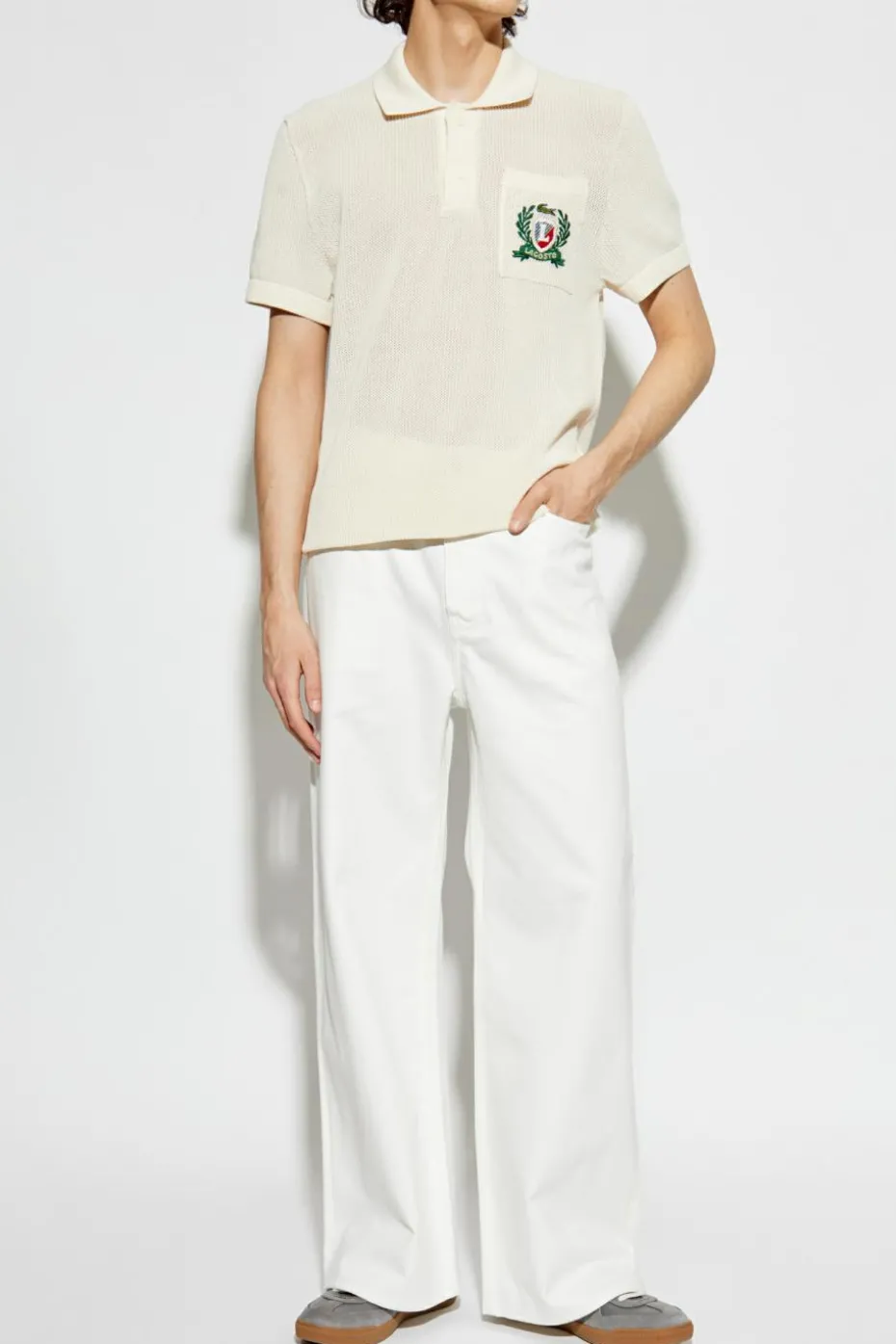 LACOSTE RUNWAY BIAŁY Jeansy z logo