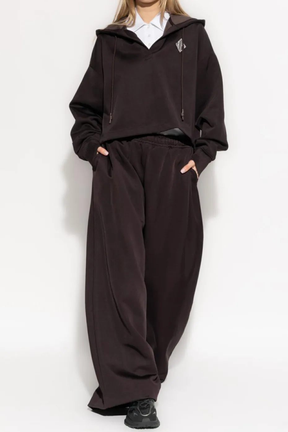 LACOSTE RUNWAY BRĄZOWY Bluza z kapturem