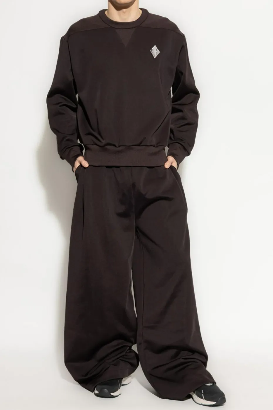 LACOSTE RUNWAY BRĄZOWY Spodnie z logo