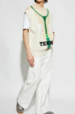 LACOSTE RUNWAY kremowy Kamizelka ze wzorem