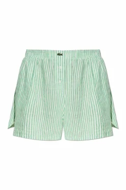 Lacoste ZIELONY Lniane szorty