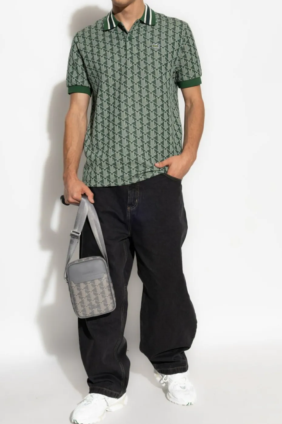 Lacoste ZIELONY Polo z logo
