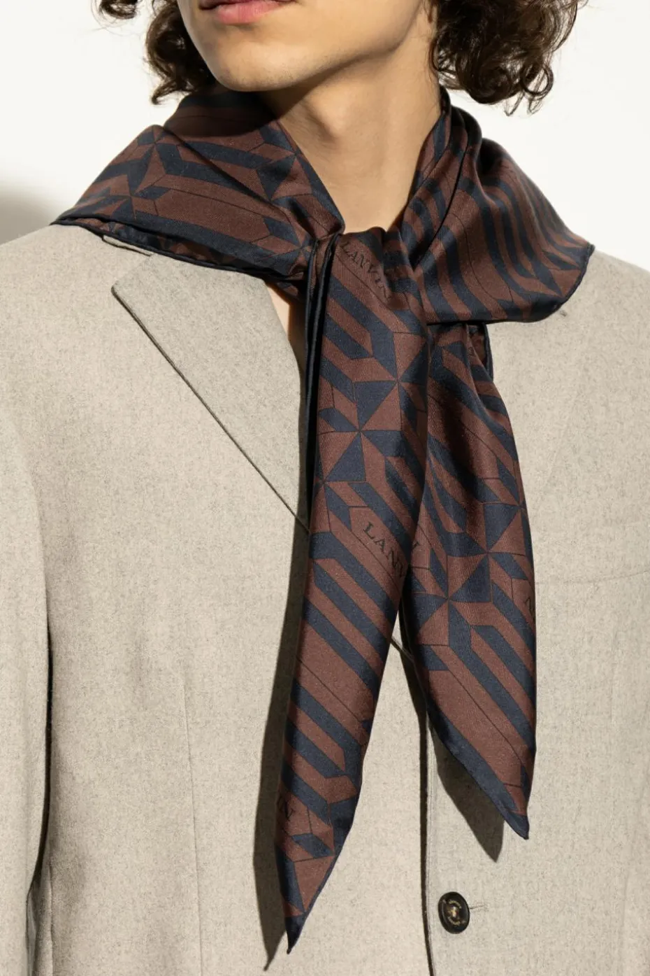 Lanvin BRĄZOWY Jedwabna chusta