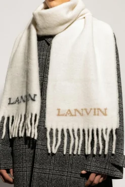 Lanvin kremowy Szal z logo