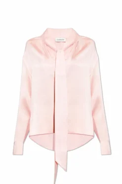 Lanvin RÓŻOWY Jedwabny top z wiązaniem pod szyją