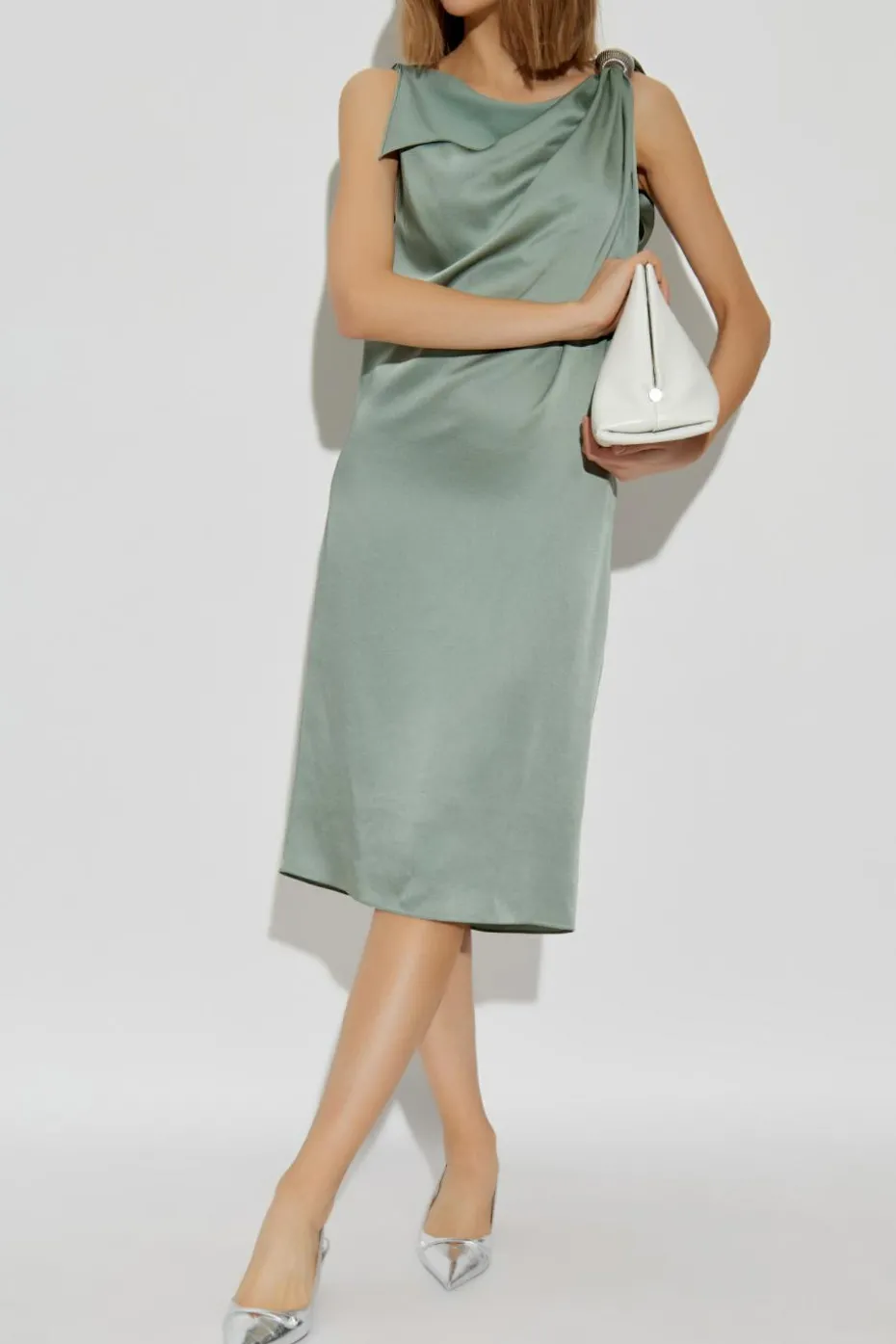 Lanvin ZIELONY Satynowa sukienka