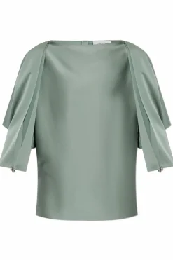 Lanvin ZIELONY Satynowy top