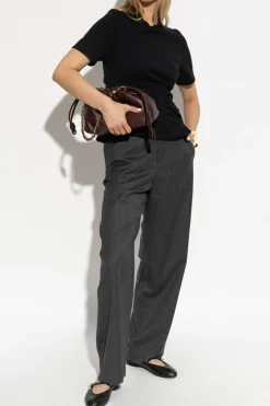 Loewe CZARNY Top z dekoracyjnym drapowaniem
