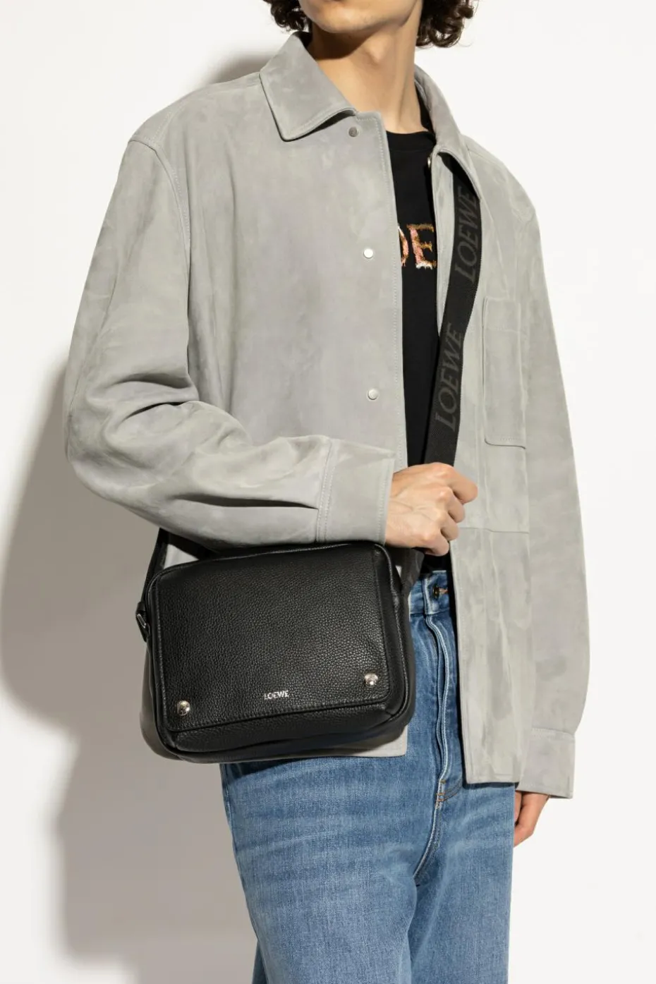 Loewe CZARNY Torba na ramię `Pebble Medium"