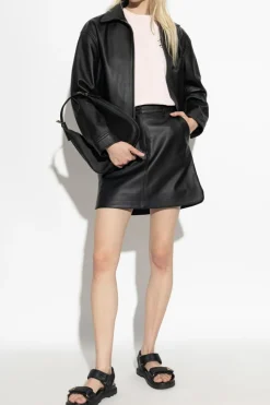 Maison Kitsuné CZARNY Skórzana kurtka