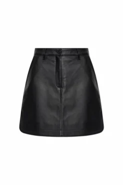 Maison Kitsuné CZARNY Skórzana spódnica