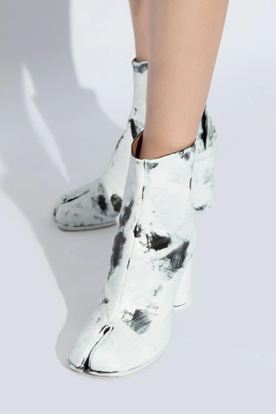 Maison Margiela BIAŁY Skórzane botki `Tabi`