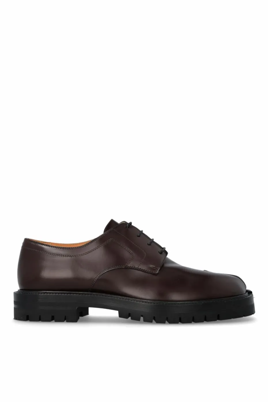 Maison Margiela BRĄZOWY Skórzane buty z noskiem `Tabi`
