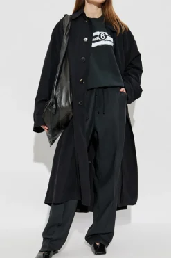 Maison Margiela CZARNY Płaszcz z kieszeniami