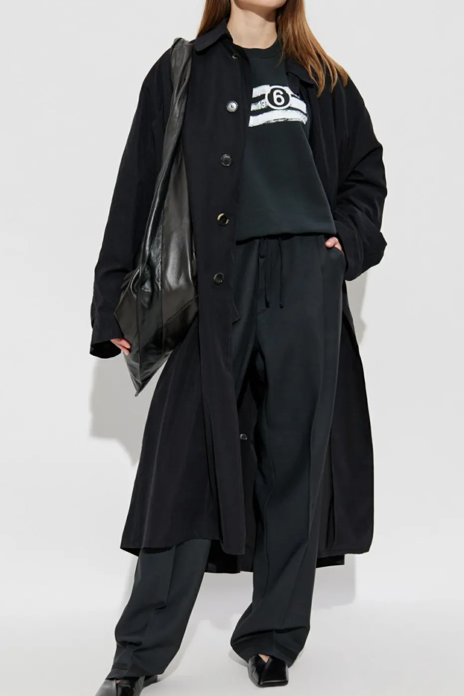 Maison Margiela CZARNY Płaszcz z kieszeniami