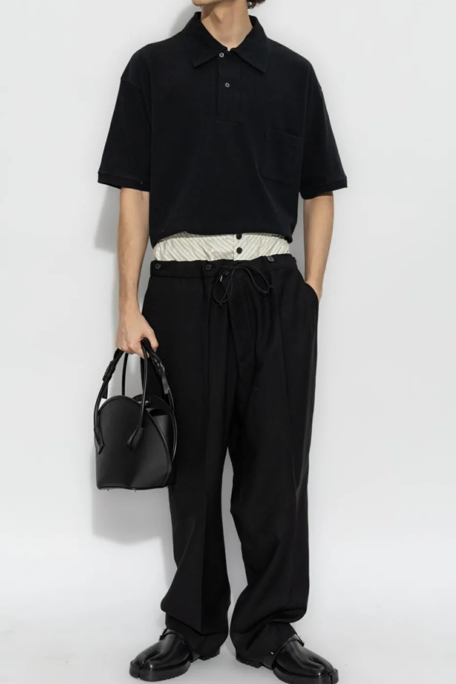 Maison Margiela CZARNY Polo z logo