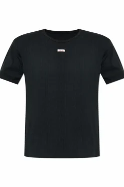 Maison Margiela CZARNY Prążkowany t-shirt