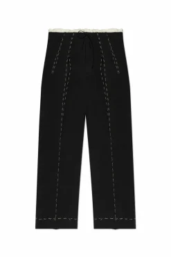 Maison Margiela CZARNY Spodnie z lnianym wykończeniem