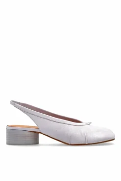 Maison Margiela FIOLETOWY Skórzane buty na obcasie z noskiem `Tabi`
