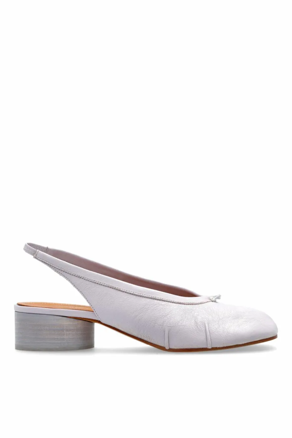 Maison Margiela FIOLETOWY Skórzane buty na obcasie z noskiem `Tabi`