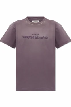 Maison Margiela FIOLETOWY T-shirt z logo
