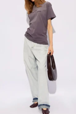 Maison Margiela FIOLETOWY T-shirt z logo