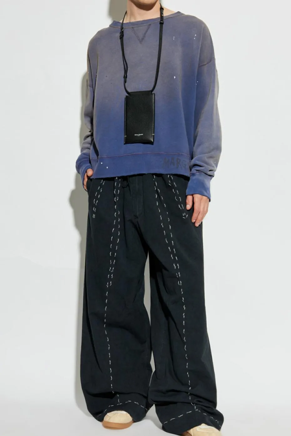 Maison Margiela FIOLETOWY Bluza z efektem vintage