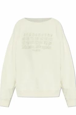 Maison Margiela kremowy Bluza z logo