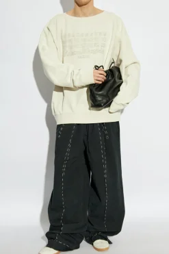 Maison Margiela kremowy Bluza z logo