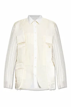 Maison Margiela kremowy Koszula z łączonych materiałów
