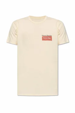 Maison Margiela kremowy T-shirt z logo
