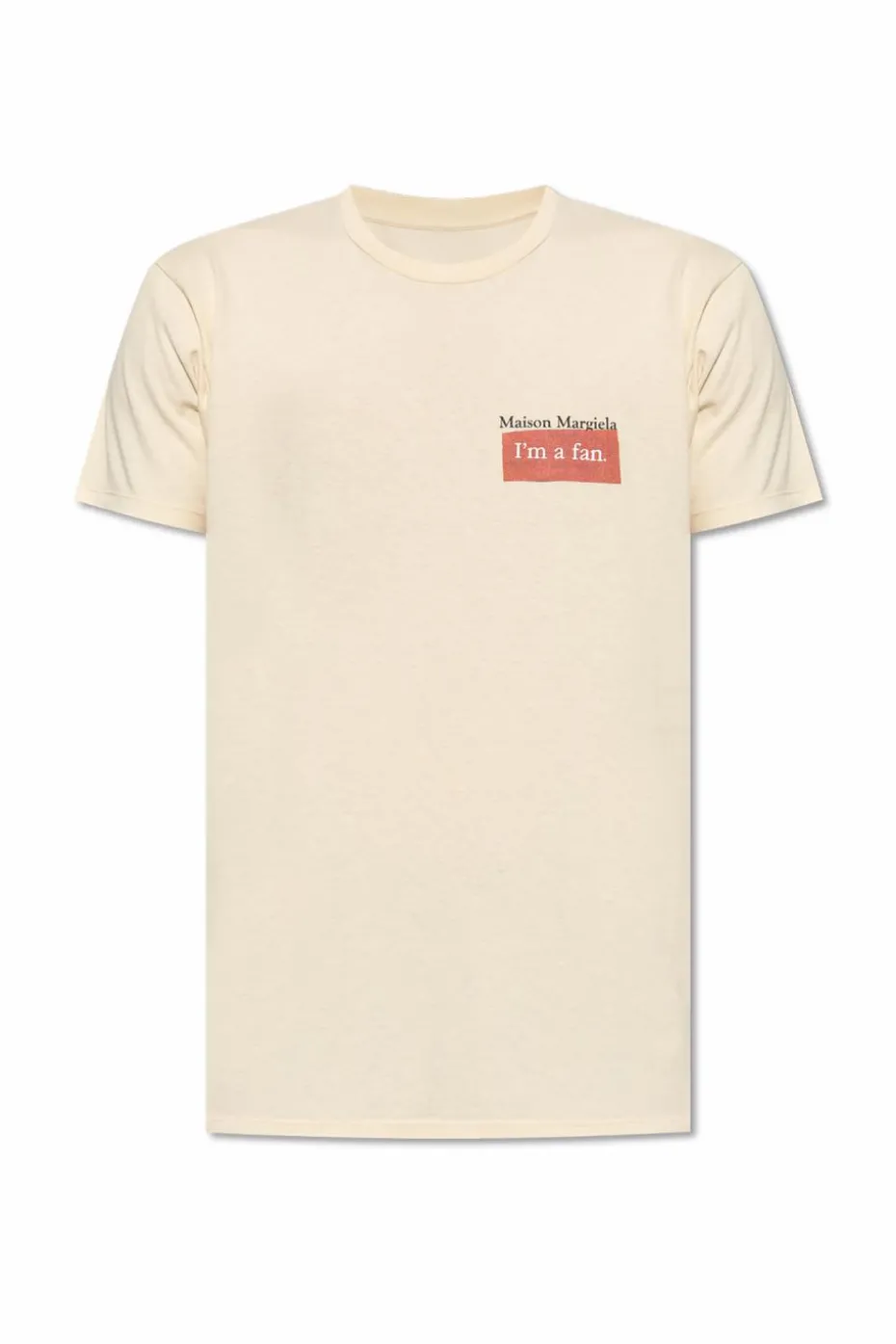 Maison Margiela kremowy T-shirt z logo