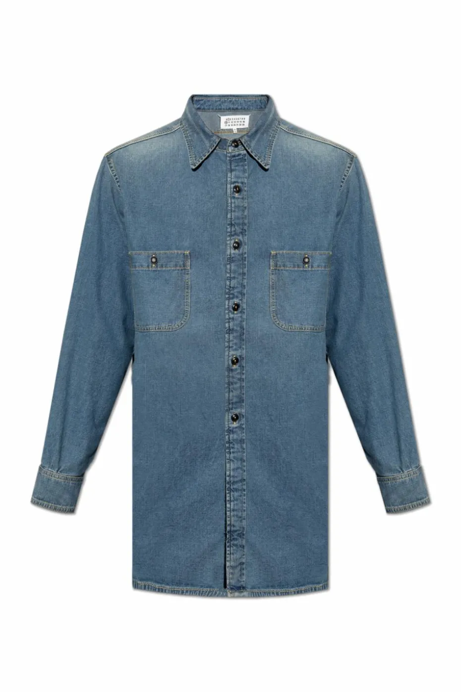Maison Margiela NIEBIESKI Jeansowa koszula z efektem `vintage`