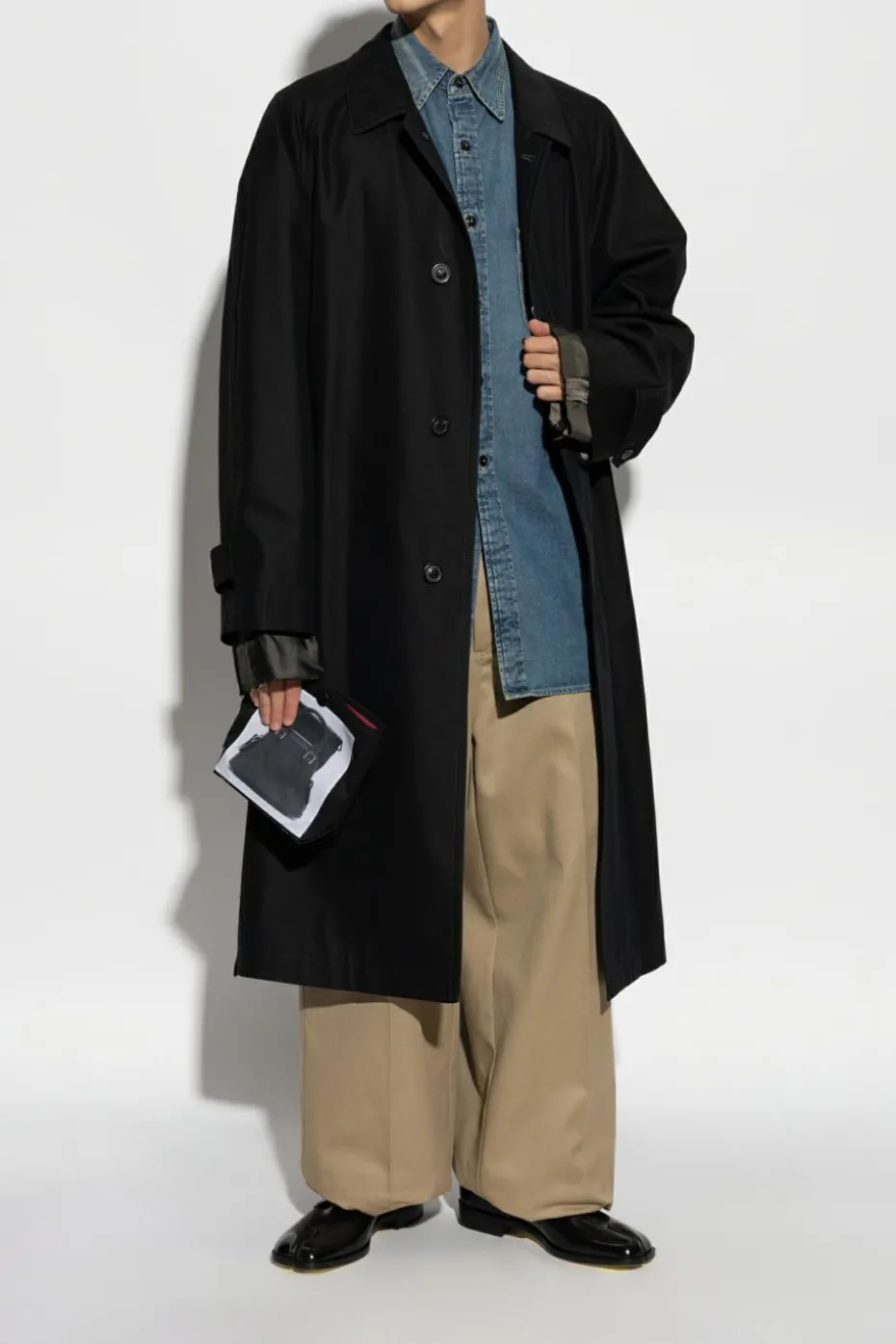 Maison Margiela NIEBIESKI Jeansowa koszula z efektem `vintage`