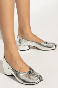 Maison Margiela SREBRNY Skórzane buty na obcasie `Tabi`