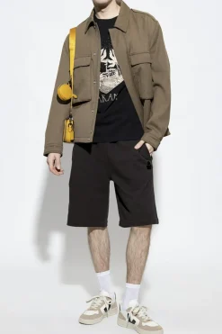 MARANT CZARNY Szorty z logo ‘Mahelo’