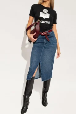 Marant Etoile CZARNY T-shirt z logo ‘Koldi’