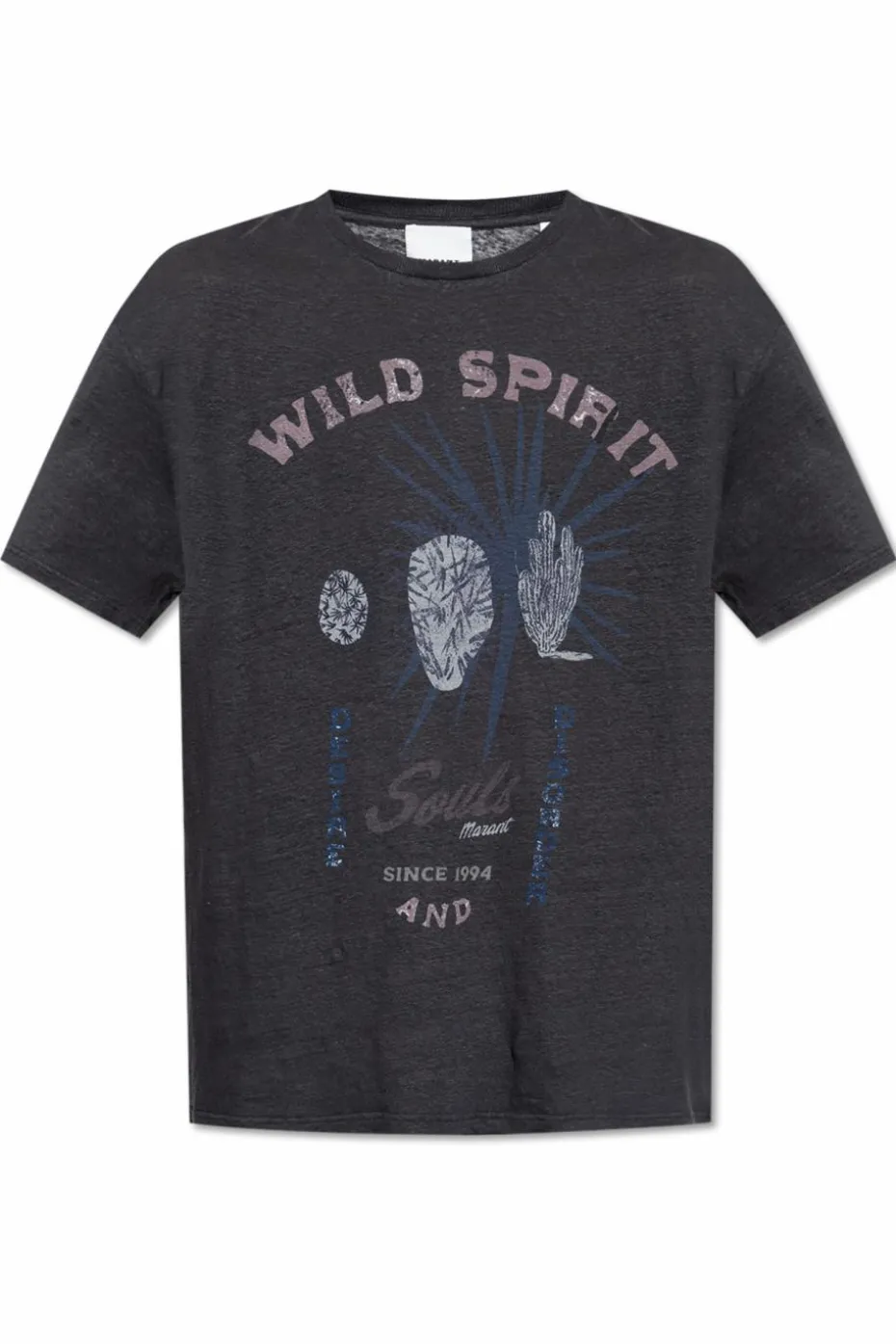 MARANT GRANATOWY Lniany t-shirt `Honore`