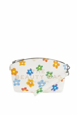 Marc Jacobs BIAŁY Skórzana kosmetyczka z nadrukiem