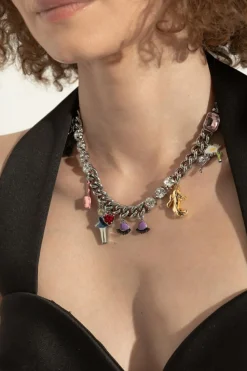 Marc Jacobs SREBRNY Naszyjnik z zawieszkami