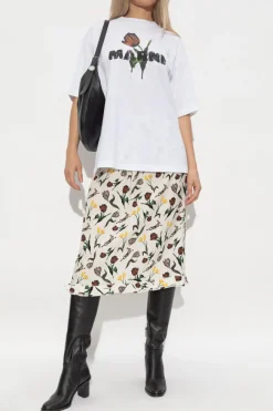 Marni BIAŁY T-shirt z logo